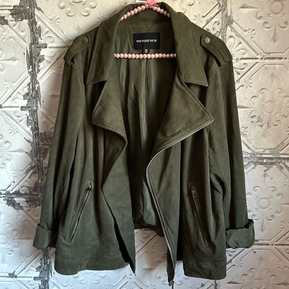 Who What Wear Jackets & Blazers - Who what wear green faux suede moto fall jacket